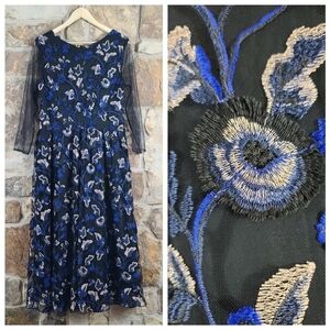 Long Tall Sally 10 Embroidered Floral Midi Dress